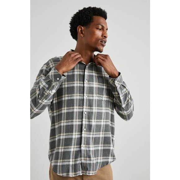 Rails Lennox Shirt in Charcoal Ghurka Melange Size Medium - Picture 2 of 9